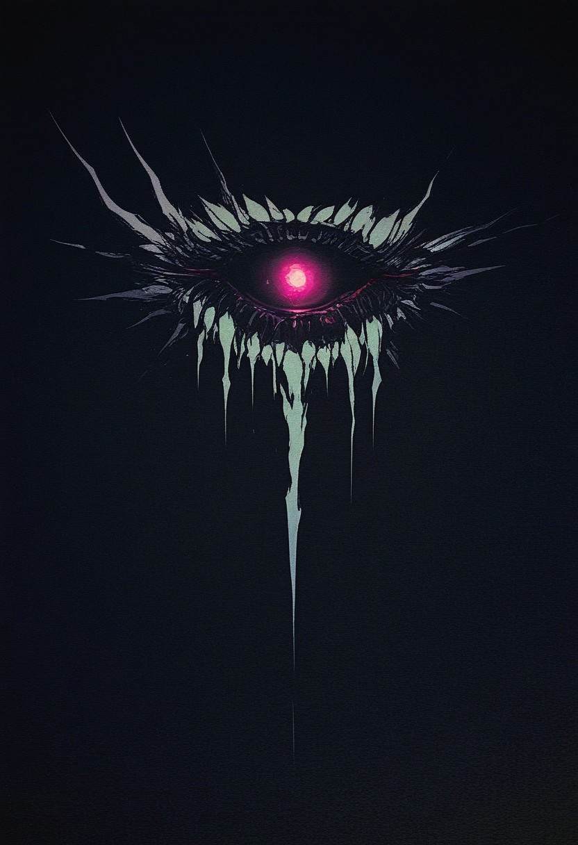 DRKWB, glowing, dark, no humans, glowing eyes, monster, solo