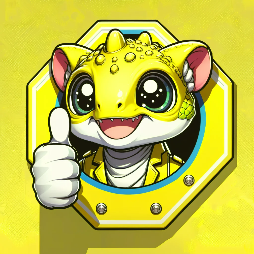 DonMSt0pS1gnXL yellow, chameleos, thumbs up <lora:DonMSt0pS1gnXL-000006:0.75>