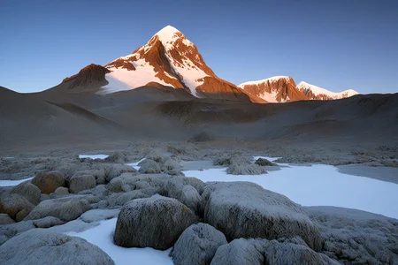 Stable_Yogis_PDXL_Positives,<lora:age_slider_v4:-2>,A breathtaking view of the granite peaks in the Parque Nacional Sajama, Bolivia, with snow-capped mountains against a clear blue sky, The scene is set during early morning, with soft light illuminating the rugged terrain, The atmosphere is majestic and serene, inviting exploration,âââ