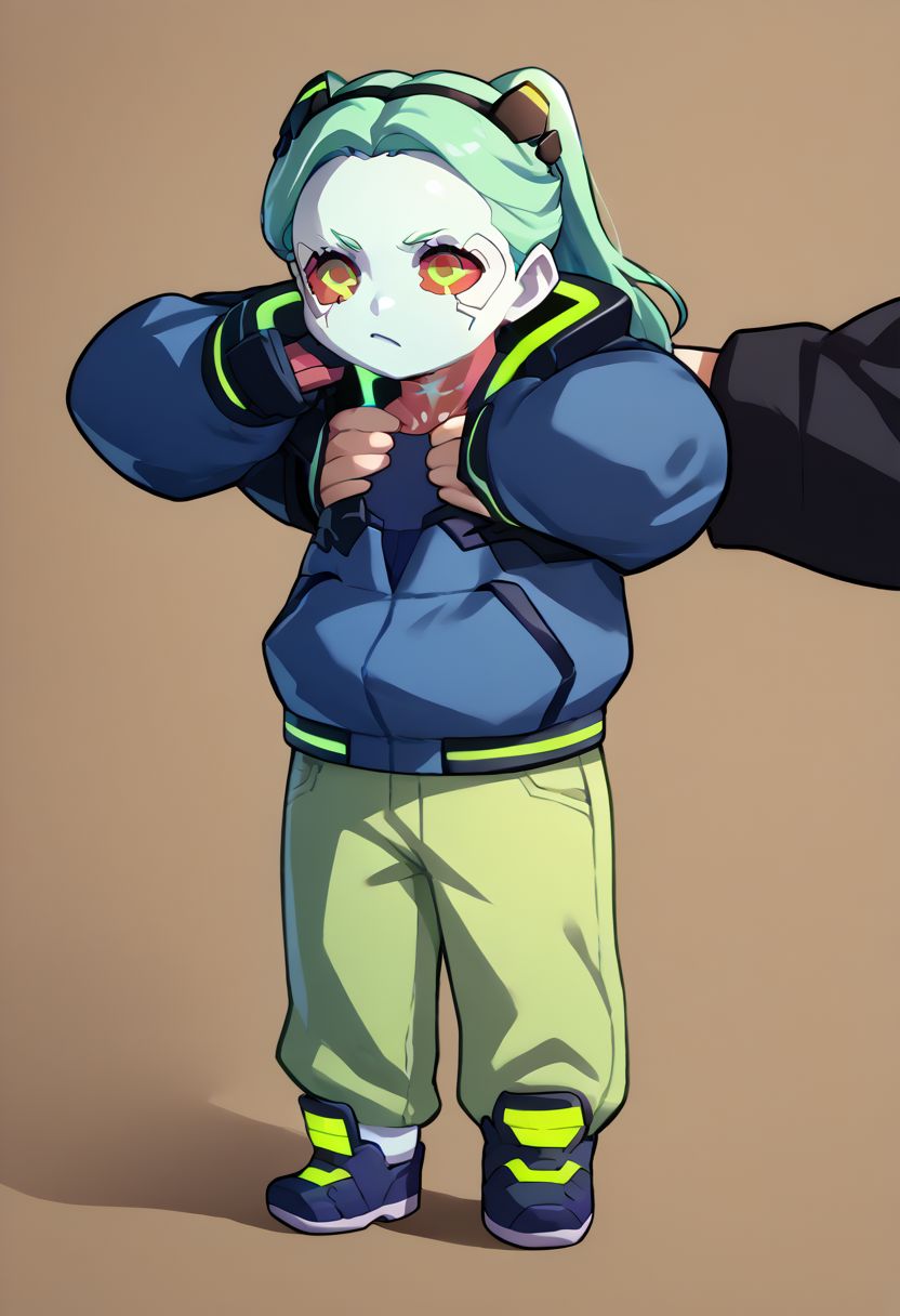 score_9, score_8_up, score_7_up, source_anime, IncrsXLLCM, full body, <lora:LongCatMeme_XLPD:1>, chibi, Rebecca_(Cyberpunk), pants