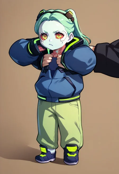 score_9, score_8_up, score_7_up, source_anime, IncrsXLLCM, full body, <lora:LongCatMeme_XLPD:1>, chibi, Rebecca_(Cyberpunk), pants
