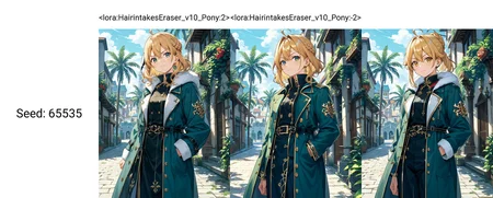 :o,cowboy shot,palm-fist greeting,lightgoldenrodyellow hair,coat, <lora:HairintakesEraser_v10_Pony:2>, score_9, score_8_up, score_7_up, BREAK source_anime, rating_questionable, best quality, masterpiece, uncensored,[pony diffusion V6 is trained by PurpleSmartAI:100]