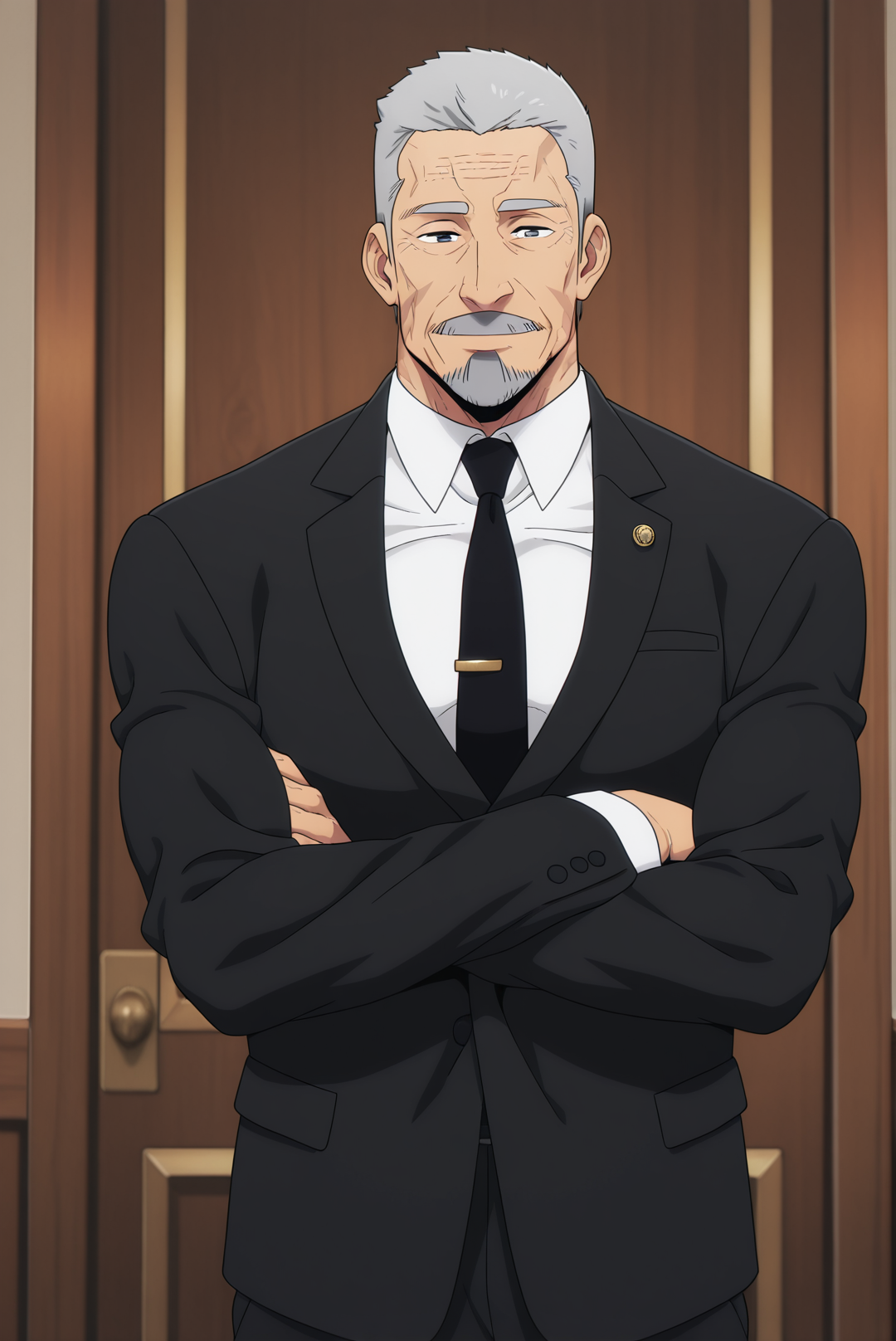 1boy, solo, male focus, gogunhee, facial hair, grey hair, old man, formal, crossing arms,
,masterpiece,best quality,amazing quality, <lora:Go_Gunhee:1>