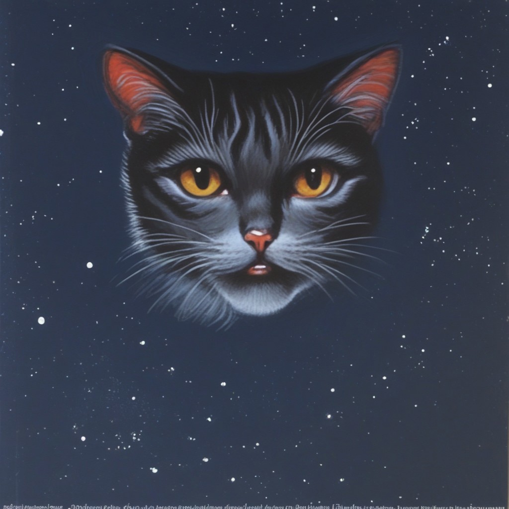 Retro comic illustration, cat in space