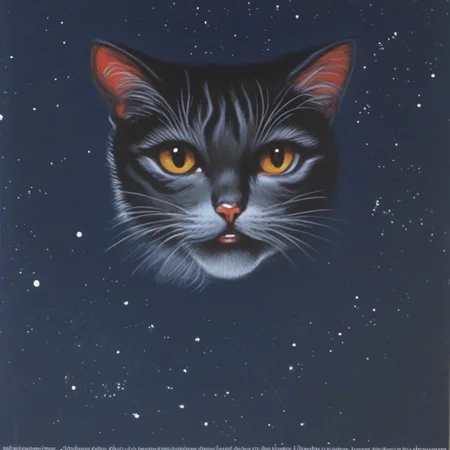 Retro comic illustration, cat in space