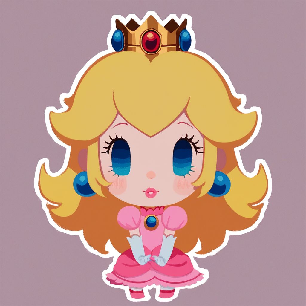 pppstyle, 1girl, solo, cute, score_9, score_8_up, score_7_up, blonde hair, princess peach, crown, pink dress