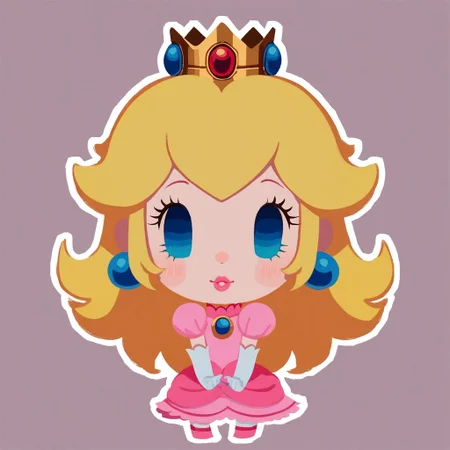 pppstyle, 1girl, solo, cute, score_9, score_8_up, score_7_up, blonde hair, princess peach, crown, pink dress