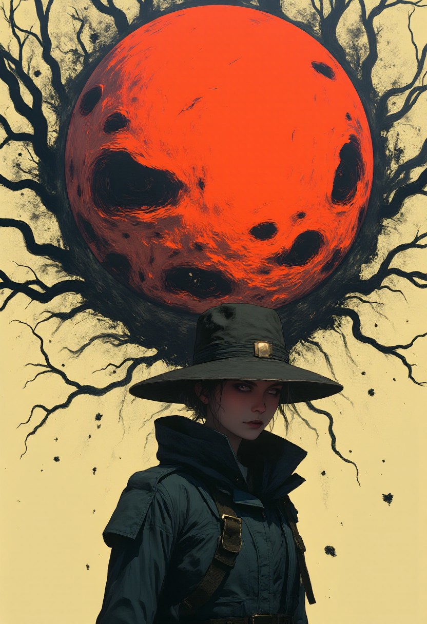 surreal minimalis art, by Ashley Wood, deep meaningful context backgrounds, woman,