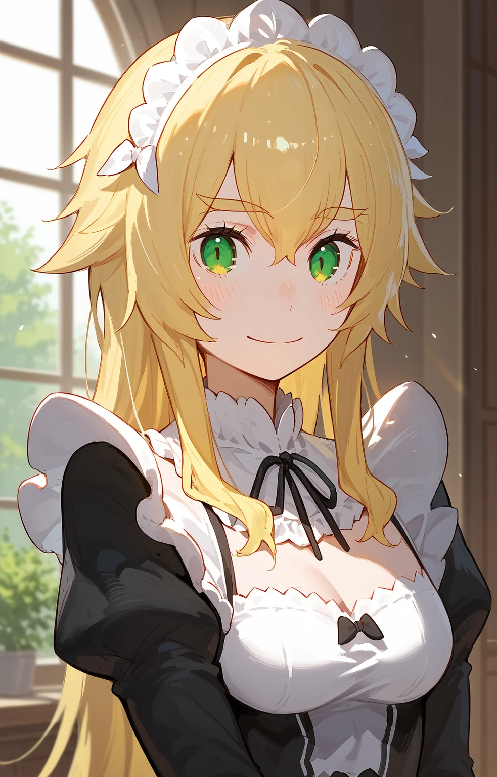 <lora:Frederica_Baumann_ReZero:1>, blonde hair, long hair, green eyes, frederica, smile, maid outfit, (score_9,score_8_up,score_7_up)