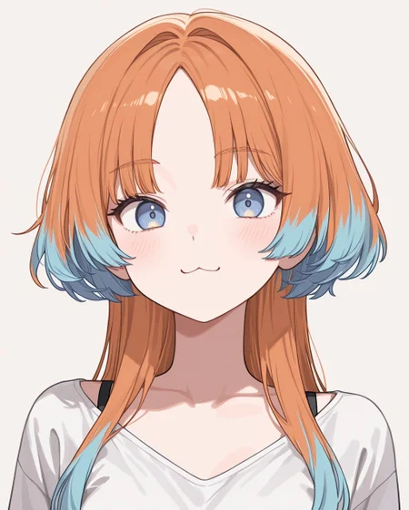 masterpiece, best quality, highres, simple background, :3,
1girl, jfcut, long hair, multicolored hair, parted bangs,
<lora:jellyfish_haircut_il_v1:0.5>