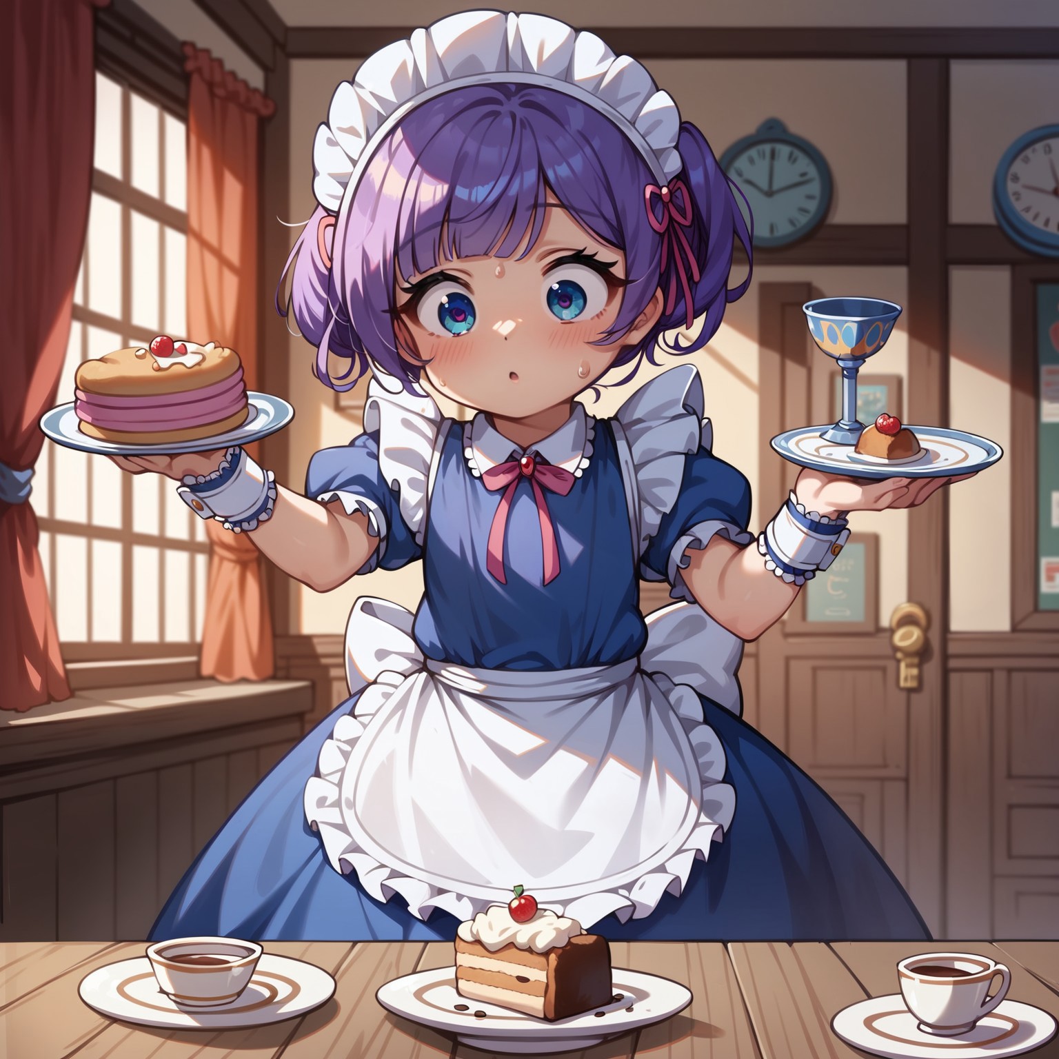 score_9,score_8_up,score_7_up,source_anime ,absurdres,detailxl,zPDXL3,
(Masterpiece:1.3),(best quality:1.2),high resolution,high quality,detailed,cute details, 1girl, (ultra HD quality details), anime, maid outfit, falling towards viewer, tripping, holding plate with pudding, epression of shock and surprise, (detailed image, high resolution, 5k resolution:1.0),indoors
<lora:ColorRoughSlider:-0.1>,
<lora:zy_Detailed_Backgrounds_v1:0.6>, basukechi_style