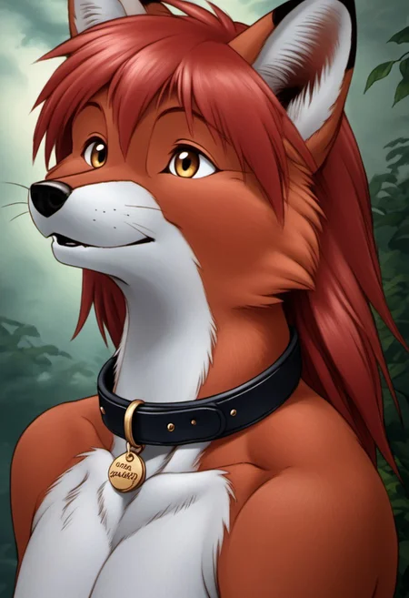 score_9, score_8_up, score_7_up, source:furry, dynamic lighting, detailed background, nature background,  anthro, furry, detailed eyes. detailed hair, detailed face, detailed lips, furry, solo,
BREAK
Kar_B_style, kemono, furry anime, inked lines, heavy lines, detailed sketch, high detail, color pencil, pencil lines, anthro character, anthropomorphic animal, anthropomorphic animals, animal focus, 
BREAK
Todd, Anthro fox, red hair, long red hair, whiskers, dog collar, headshot, male, hypermuscles
BREAK
<lora:add-detail-xl:1.5>