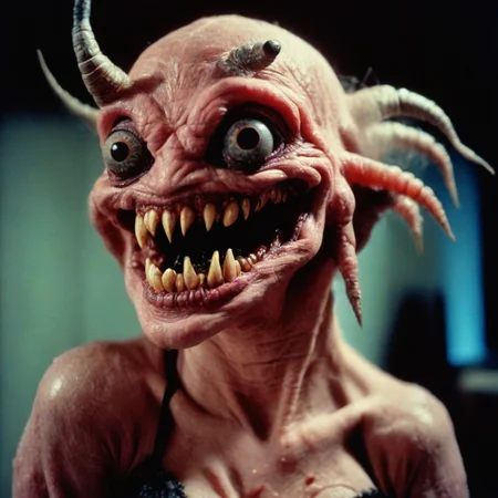 <lora:fx-monsters-xl-pgy-000020:0.5> fx-monsters creepy woman creature, analog film