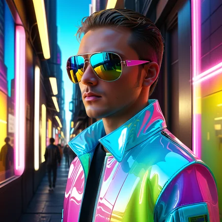 glasscore, man, sunglasses, futuristic clothing, city alley, cybperpunk, neon, sdxl_fixl-art, masterpiece, best quality, detailed face, detailed eyes, 4k, 8k, <lora:Glasscore_FutureV_0.5:1.0>