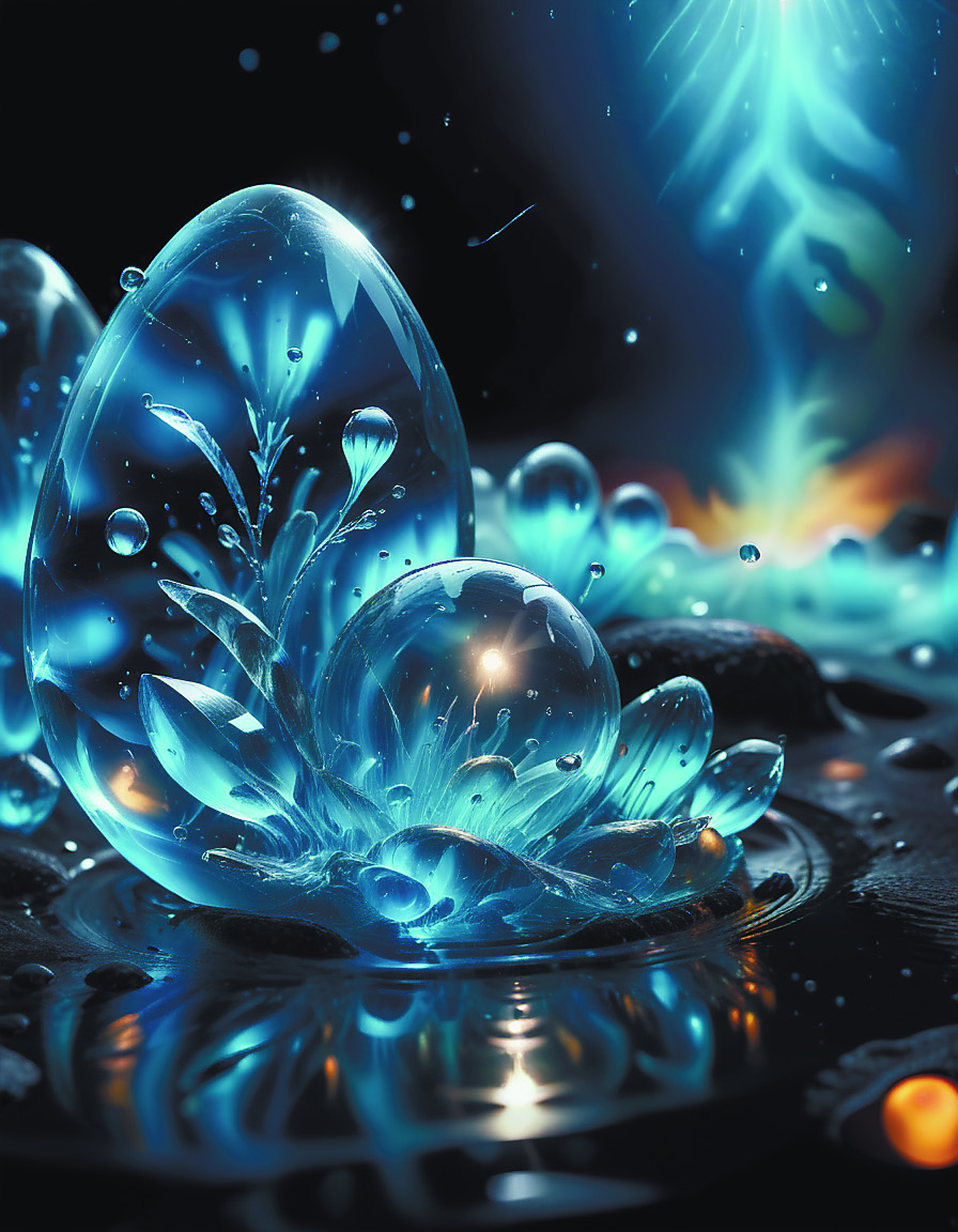Inca Empire style,isolated transparent objects emerging with ancient water elemental rune spells,glowing aqua blue,Maxon Cinema 4D,very detailed photorealistic. <lora:add-detail-xl:1.2>,ral-rndrps <lora:ral-rndrps-sdxl:0.8>,by diegocr,mentixis <lora:mentixis:0.7>,<lora:f412glassXL:0.6>