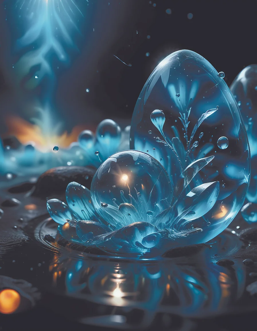 Inca Empire style,isolated transparent objects emerging with ancient water elemental rune spells,glowing aqua blue,Maxon Cinema 4D,very detailed photorealistic. <lora:add-detail-xl:1.2>,ral-rndrps <lora:ral-rndrps-sdxl:0.8>,by diegocr,mentixis <lora:mentixis:0.7>,<lora:f412glassXL:0.6>
