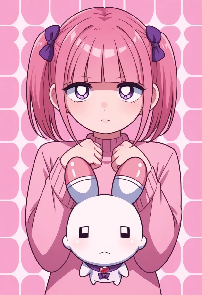 score_9, score_8_up, score_7_up,
masterpiece, best quality, detailed, amazing quality,
detailed background,
detailed eyes, clean eyes,
dynamic pose,
easynegative,
solo, 1girl, menhera-chan, usatan, holding usatan,
