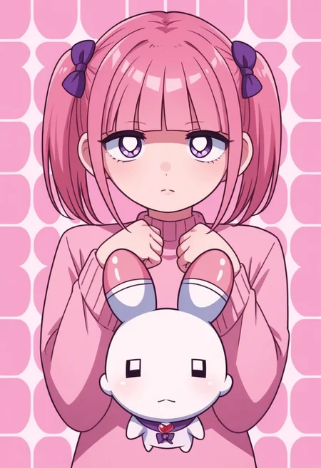 score_9, score_8_up, score_7_up,
masterpiece, best quality, detailed, amazing quality,
detailed background,
detailed eyes, clean eyes,
dynamic pose,
easynegative,
solo, 1girl, menhera-chan, usatan, holding usatan,