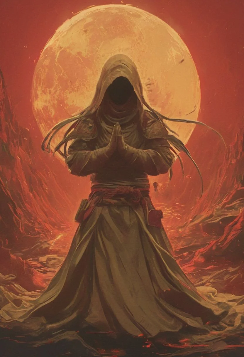 Capturing serenity amidst boundless solitude: a powerful image of a buxom feudal ninja, draped in flowing feudal garb, large sedge-hat, meditating in lotus position upon an endless, sunless expanse. As she hovers, an aura emanates from her, growing in intensity as it extends beyond her Till it explodes in the far, reminiscent of expanding ripples of sound. The neon hues of her aura paint the air, a vivid testament to her inner strength and focus.
creating a hyperpunk scene with desaturated translucent DARK Red and beige details, colorful (polaroid:0.7) with vibrant colors, (vacations, high resolution:1.3), (small, selective focus, european film:1.2), (sexual advance:1.1), closeup