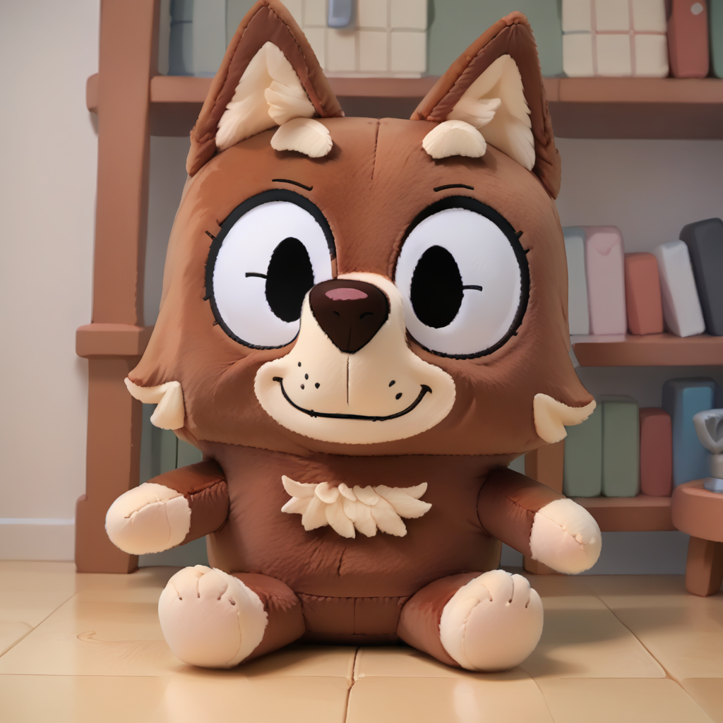 score_9, score_8_up, BREAK  <lora:rustymum:0.9> rustymum, furry female, dog, solo, black eyes, smile,  <lora:woafu_plushify_pony:0.8> plushify, character stuffed toy, chibi
