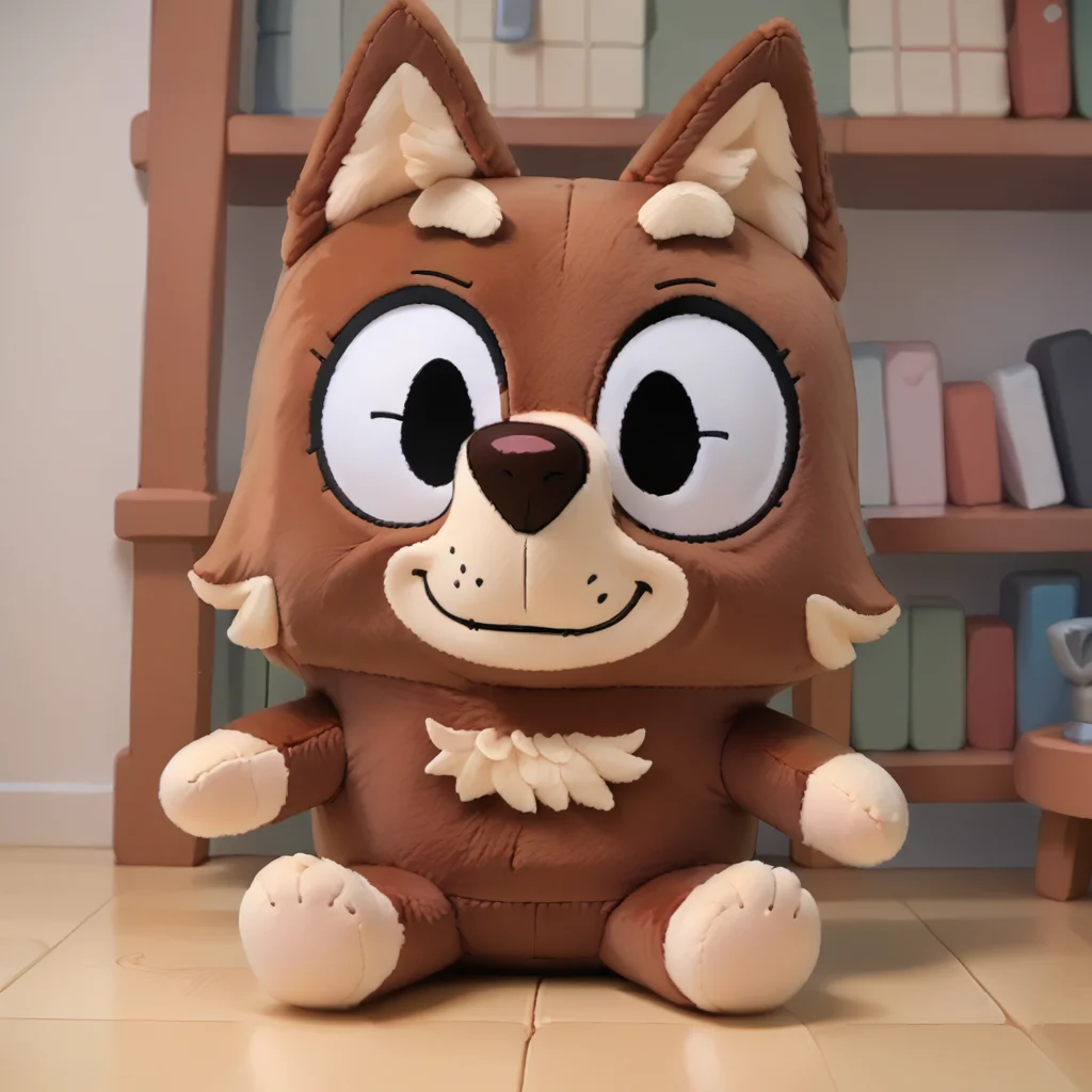 score_9, score_8_up, BREAK <lora:rustymum:0.9> rustymum, furry female, dog, solo, black eyes, smile, <lora:woafu_plushify_pony:0.8> plushify, character stuffed toy, chibi