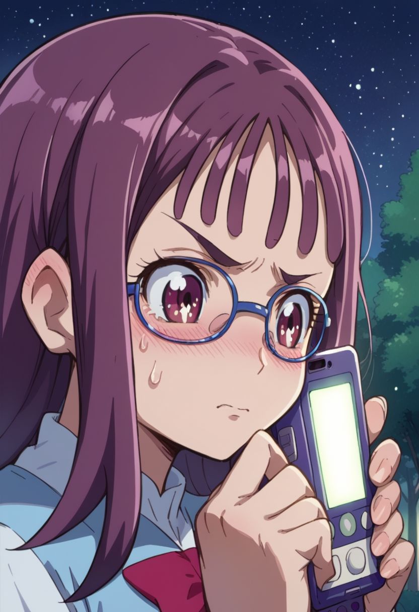 score_9, score_8_up, score_7_up, source_anime,
houjousakura, glasses, starry sky, portrait, tree, blush, phone, cellphone, socks, sweatdrop, anime coloring