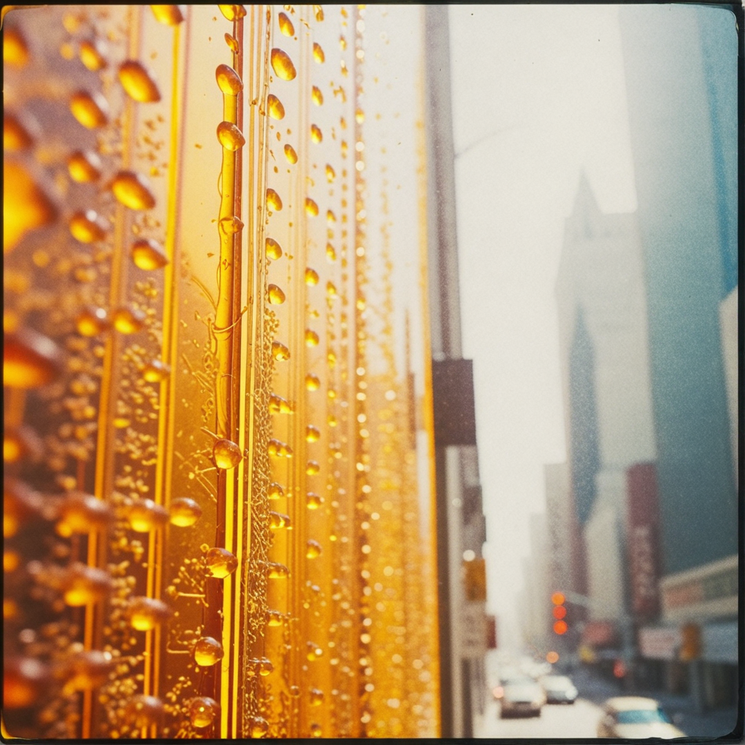 multi-dimensional,  photography, close-up, overexposed amber highway, art deco, Intricate, shot on film, Minolta camera