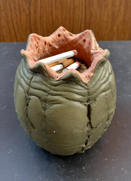 the shallow xenoegg ash tray, cigarette,
<lora:Xenomorph_Egg_SDXL:1> xenoegg