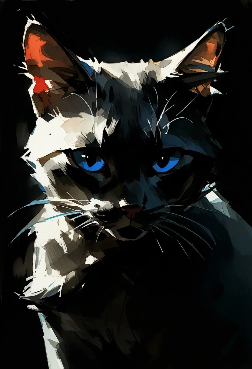 score_9, score_8_up, score_7_up, score_6_up, watercolor painting, white Cat, blue eyes,