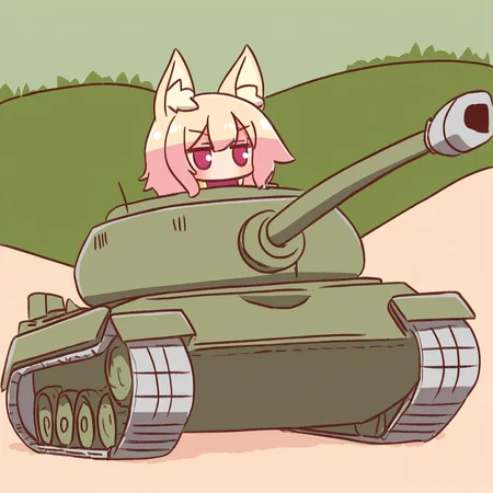 <lora:kemomimi_xl_lion:1>kemomimi,objectification,tank,ground vehicle,Kemomimi personating as a tank.