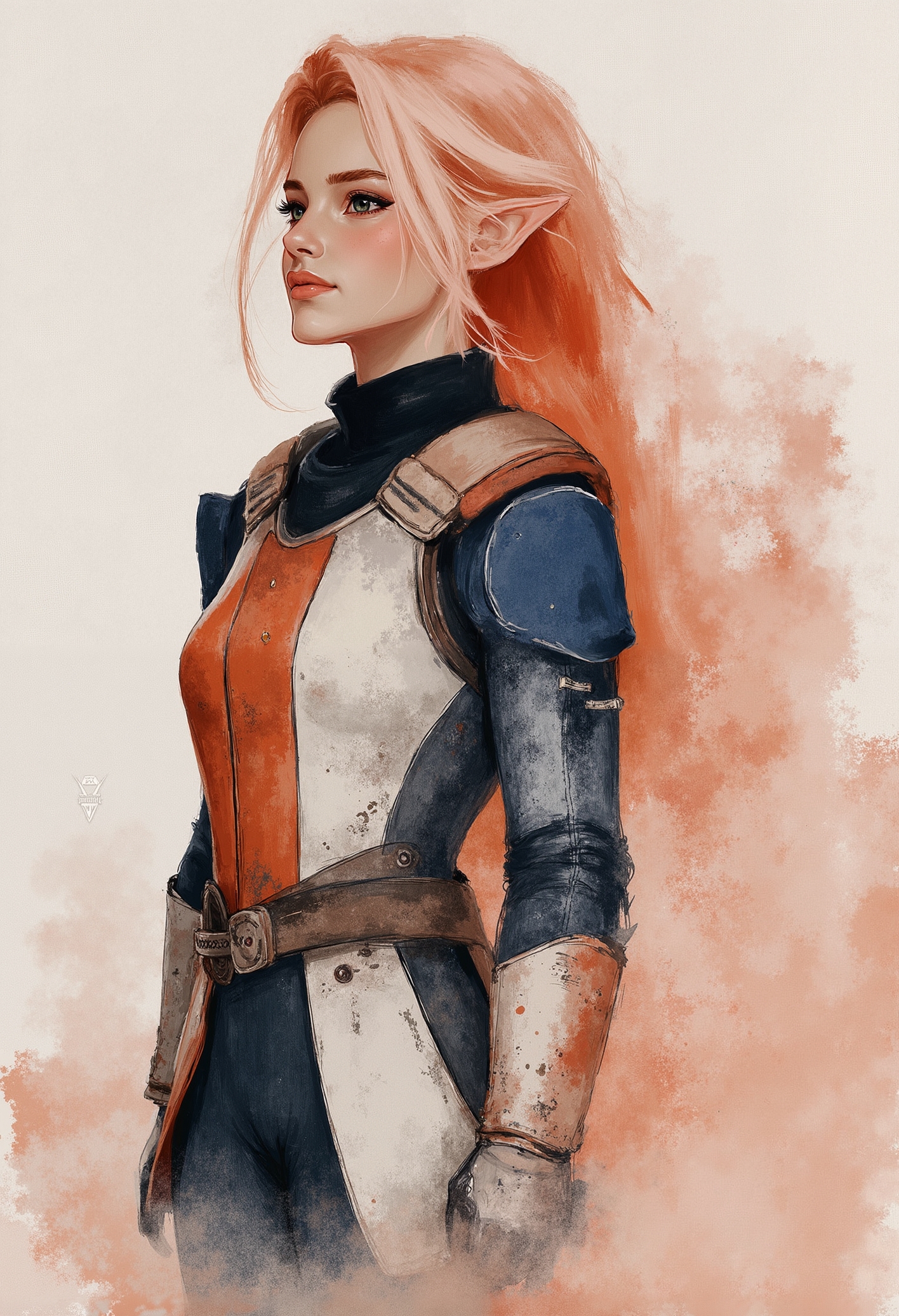 pst007, full body short of a gorgeous female elf gunslinger