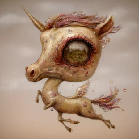<lora:SDXL_Style_by_Naoto_Hattori_Sa_May_V4:1> Style by Naoto Hattori a red horse
