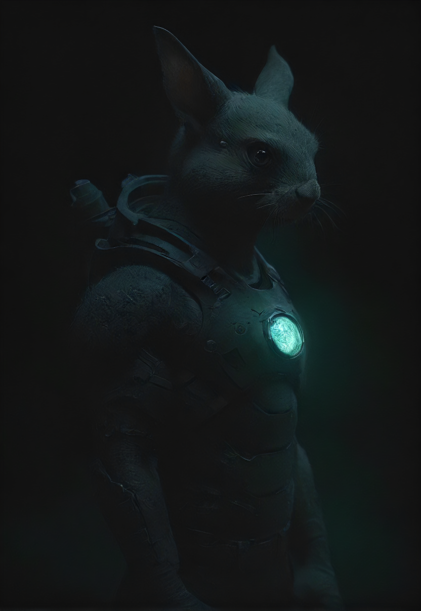a buff and tattooed squirrel at night , night-vision googles, green glowing glasses, tactical espionage, sneaky  vntblk, black, dark    <lora:- SDXL - vanta-black_contrast_V3.0:0.8>