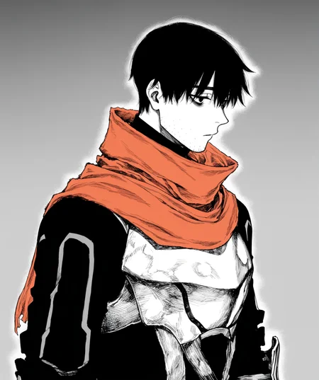 intricately detailed illustration, shiny skin, masterpiece, best quality, amazing quality, very aesthetic, newest, scenery, (volumetric lighting:1.1), (full color:1.2), clear line, solo, <lora:worm_v1:1>, 1boy, worm, black hair, black eyes, stubble, black clothes, long sleeves, red scarf, black armor, expressionless, upper body, simple background, <lora:LECO_BadHands:1.2>, <lora:LECO_GoodHands:-1.2>, <lora:cfg_scale_boost:0.7>, <lora:Fixhand:1>