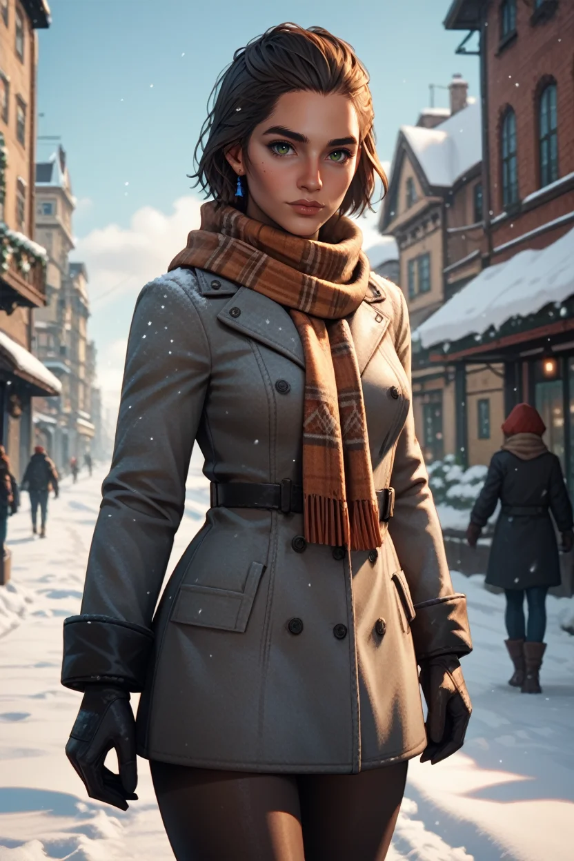 score_9, score_8_up, score_7_up,
<lora:FC6Dani:0.8>
FC6Dani, 1girl, brown hair, green eyes, short hair, looking at viewer, winter clothes, scarf, gloves, black pantyhose, snow, outdoors, city, standing, cowboy shot