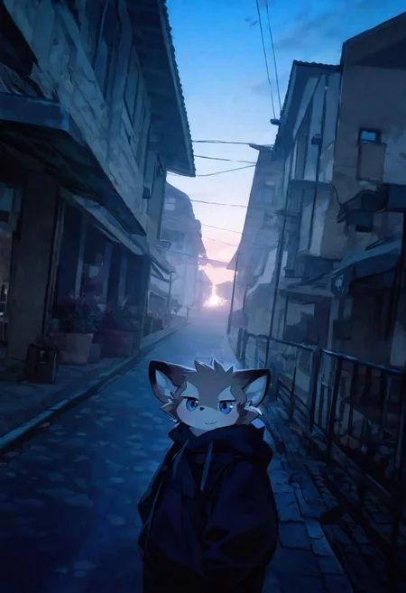 kuchiba (zuppu11), artist:zuppu11, alens, nyalia, 748cm, galawave, deadpurity, tencarcyan_old_type2, 1boy, solo, furry, cute, kemono, masterpiece, best quality, very awa, very aesthetic, absurdres, on street, looking at viewer