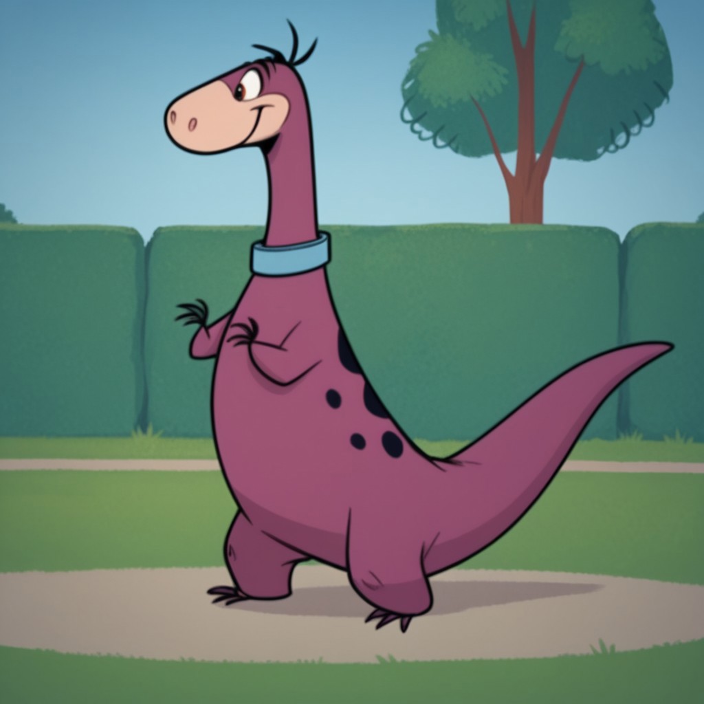 score_9, score_8_up, score_7_up, score_6_up, score_5_up, score_4_up, source_furry, dinofs, semi-anthro, male, purple skin, dinosaur, blue collar, in a park, standing, on hind legs,