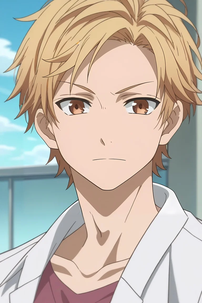 score_9, score_8_up, score_7_up, source_anime, rating_safe, , anime screencap, , official style, looking at viewer, , 1boy, solo, male focus, <lora:haruki_serizawa_pony:1>, haruki_serizawa, blonde hair, brown eyes, short hair, , , <lora:sdxl_lightning_8step_lora:1>