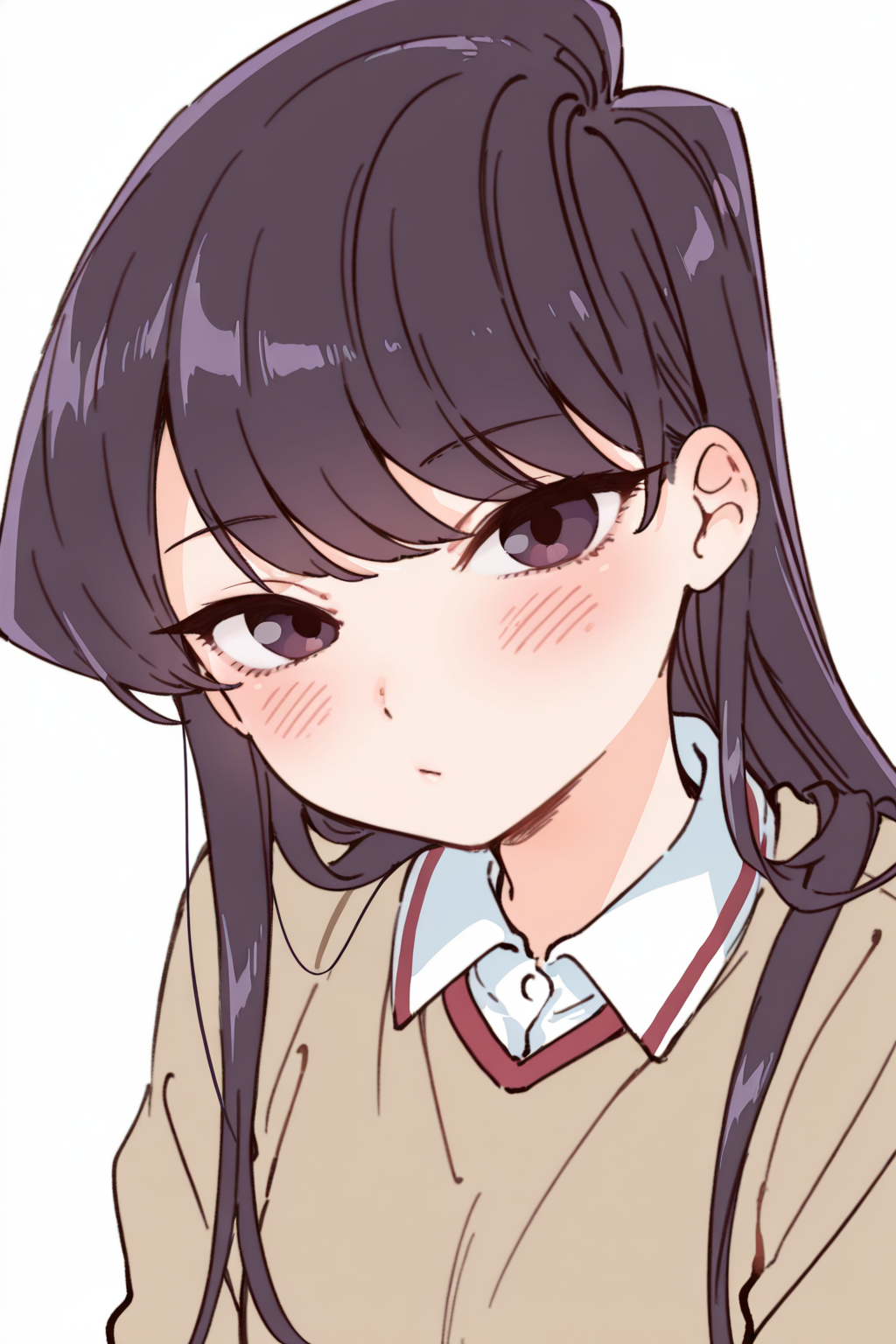 {{amazing quality, best quality, high quality, very aesthetic}}, 1girl, solo, simple background, looking at viewer, komi shouko, blush, :<
 <lora:Namori_Illustrious:1>