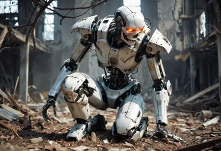 school-aged heroine with determined expression in tattered uniform, channeling verdant aura and conjuring swirling vines and floral rebirth across skeletal husk of lost metropolis's shattered avenues and smothering fallout, robotic falcon protector perched on cracked asphalt bearing hopeful witness to her regenerative powers clawing life from ashes of civilization's scorched collapse