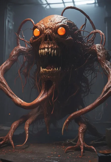 (horror Life form, body snatcher, noodly arms and demonic face, multiple mouthed creature of darkness, multiple tongues licking everything leaning a slime visual:1.4), (in the style of Stephen Gammell and Guillermo del Toro:1.5), (Life in an incubator, plants growing alongside human flesh, ants in hair, dirt bed), long-shot, far-off, very-person octane, 8k, 8mm depth of focus, (low perspective:1.6), high-end scattering colors. 8k, Cinematic Render, Fantastical mood, Unreal engines inside a frame after with many dead blood on them, With, photoshop in order for artstation, cinematic and Cinema, Dark kimura artstyle on render hyper-out characters on floors UHD lifelike, 4k hyperdetailed, octane cinema4k render and skin frame cyberpunk, hypermaximalist, directed by Reilerealistic 8k render photorealistic level quality perfect resolution, 8k texture, volumetric hazy dark fantasy digital composition art, cinema National Geo coherency, CGSociety sharp focus ambient, post processing Wires glitchcore texture, intricate
<lora:MercuryXL:0.3> <lora:DrippingXL:0.3>