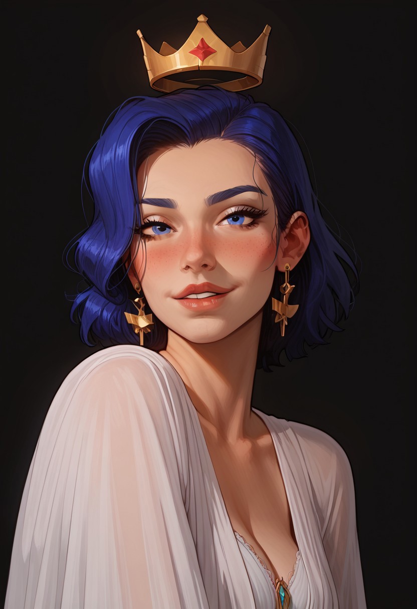 score_9, score_8_up, score_8. score_9, score_8_up, score_7_up, score_6_up, masterpiece, 4k, high quality, (best quality:1.1), ExpressiveH
1girl, solo, brandylynn, blue skin, crown, earrings, jewelry, blushing, looking at viewer, smiling, g0dd3ss, white dress
green background