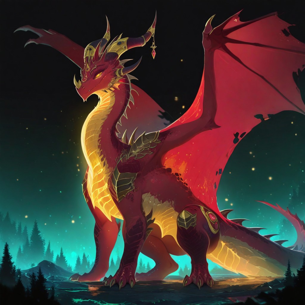 masterpiece,amazing quality,best quality,ultra-detailed,8K,illustration,CG, ultra-detailed-eyes, detailed background,ruby forest,
masterpiece, best quality, good quality, very awa, newest, highres, absurdres,
glowing,
BREAK
masterpiece, best quality, good quality, newest, highres, absurdres, volumetric lighting,gradient color, uncensored, 
BREAK 
raytracing, volumetric lighting, ambient occlusion, girl, background, masterpiece, best quality, very awa, absurdres, 
BREAK 
ambient occlusion, raytracing, soft lighting, blum effect, masterpiece, absolutely eye-catching, particles, glow, shining, intricate cinematic background,
BREAK 
1girl,WoW Alexstrasza,feral,dragon, wings,tail, scalie, scales,red eyes, cubby body,dragon horns,yellow eyes,jewelery,