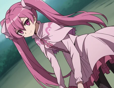 score_9, score_8_up, score_7_up, source_anime,
agkmine, <lora:agk-mine-s1-ponyxl-lora-nochekaiser:1>,
mine, long hair, twintails, pink hair, pink eyes,
dress, pantyhose, pink dress, capelet, pink capelet, pink skirt, skirt, long sleeves,
wasteland, bent over, smile,
cowboy shot, solo, dutch angle, looking at viewer,