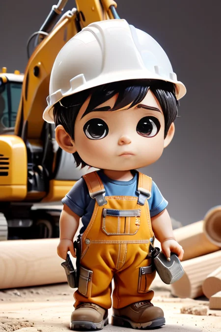 A little construction worker, chibi construction worker, construction workerwith , cute, <lora:zhibi:.8> little, tiny , chibi construction workercute, photorealistic, construction workerwith a in his hand,