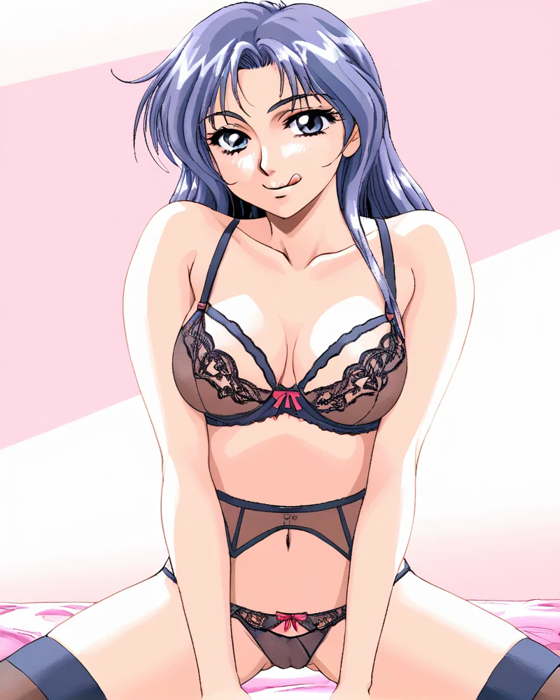 tlstyle, 1girl, thighhighs, lingerie, licking lips <lora:True_Love_ForPony:1>