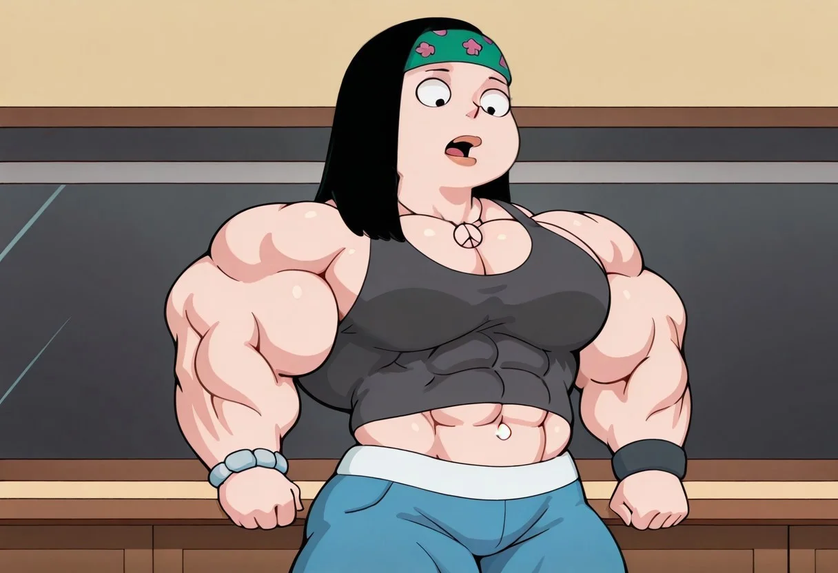 safe_pos, score_9, score_8_up, score_7_up, highly detailed background, indoors, bar, 1girl, solo, hayley, 1girl, solo, bracelet, lips, peace necklace, black hair, breasts, midriff, long hair, grey tank top, navel, green headband, jewelry, cleavage, navel piercing, blue pants,sandals, 16k, absurdes, highly detailed, highres, high quality, masterpiece, best quality, amazing quality, (((hyper muscles))), (((thick thighs))), masterpiece, perfectly detailed eyes, muscular_female, (Enormous muscles 2.0), broad shoulders, (huge pectorals 2.0), thick trapezius, large traps, biceps, abs, ab line, muscle girl, muscular quadriceps, wide hips, narrow waist, broad shoulders, abs, 8 pack abs, 8 abs, thick abs, deep abs, huge abs, detailed abs, obliques, detailed muscles,
<lora:pathetic-illustriousxl-lora-nochekaiser:1>, pathetic, looking at viewer, open mouth, upper body, looking down, english text, subtitles, dutch angle