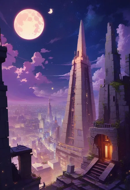 score_9, score_8_up, score_8, zPDXL,
BREAK,
scifi, necron, outdoors, sky, cloud, no humans, night, moon, building, star (sky), night sky, city, cityscape, ruins, crescent moon
