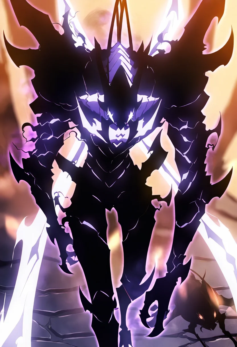 8K, depth of field, focused subject, best quality, <lora:solo_leveling_by_readandsign_fin-000014:1>,
rf64u, beru, monster, black ant, solo, looking at viewer, walking, weapon, male focus, horns, no humans, glowing, glowing eyes, spikes, wings, aura, ghost ant