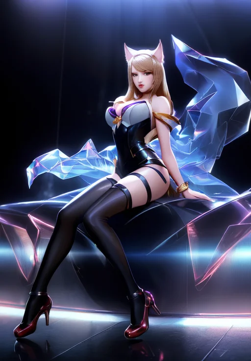 <lora:kda_ahri:0.8>, kda_ahri, sitting, (acclaimed, alluring, captivating, exciting, gorgeous, striking:1.3), seductive, (trending on CGSociety, trending on pixiv, contest winner:1.3)